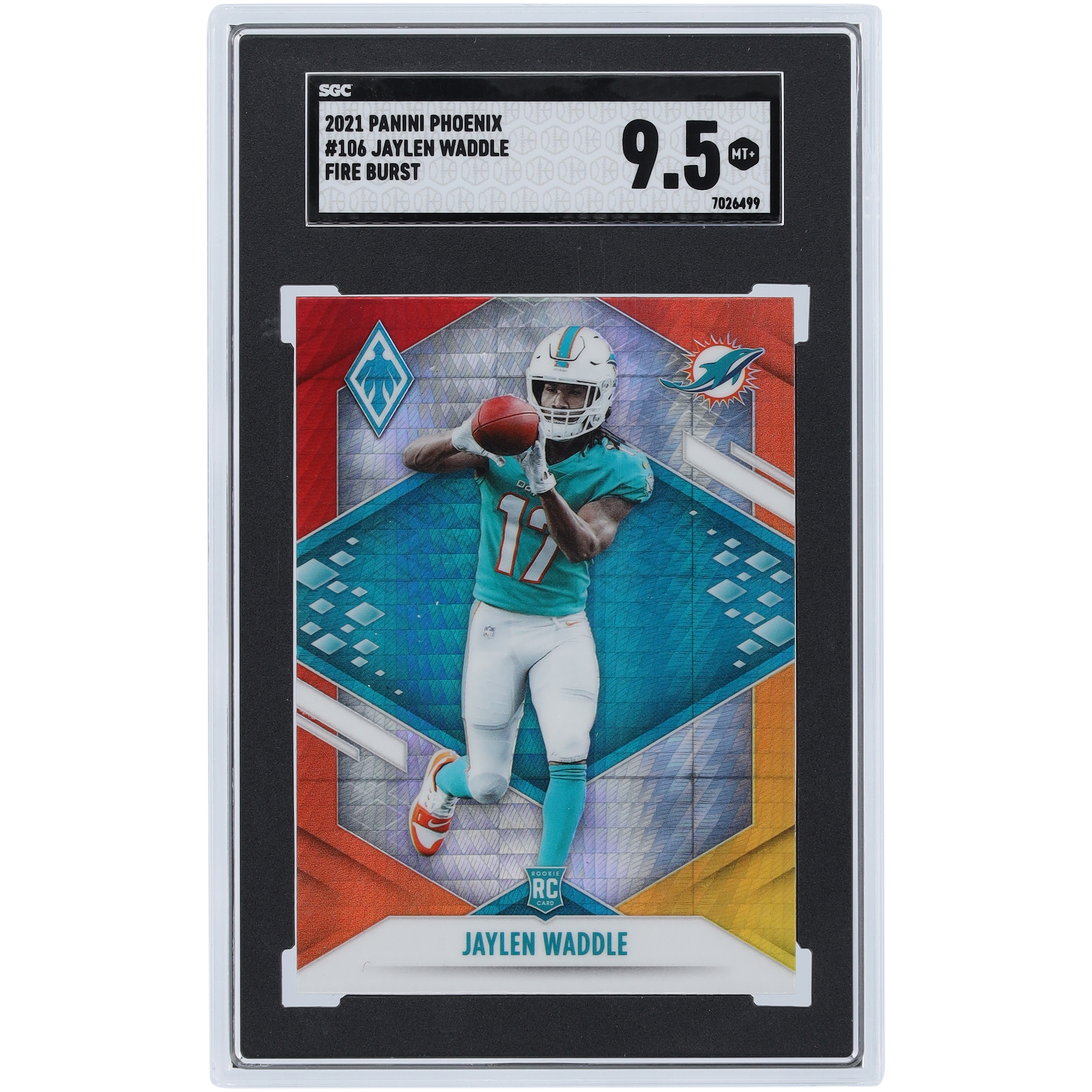 Jaylen Waddle Miami Dolphins 2021 Panini Phoenix Fire Burst #106 SGC Authentifizierte 9.5 Rookie-Karte