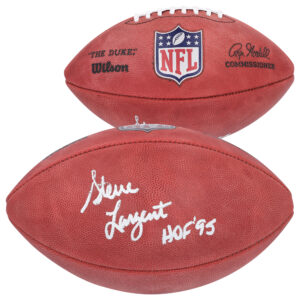 Von Steve Largent signierter Duke Pro Football in Farbe mit der Aufschrift „HOF ’95“ von den Seattle Seahawks