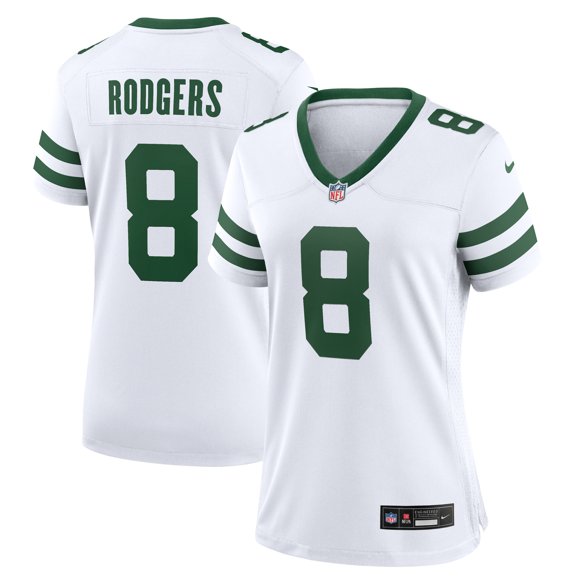 New York Jets Nike Secondary Game Ausweichtrikot – Weiß – Aaron Rodgers – Damen