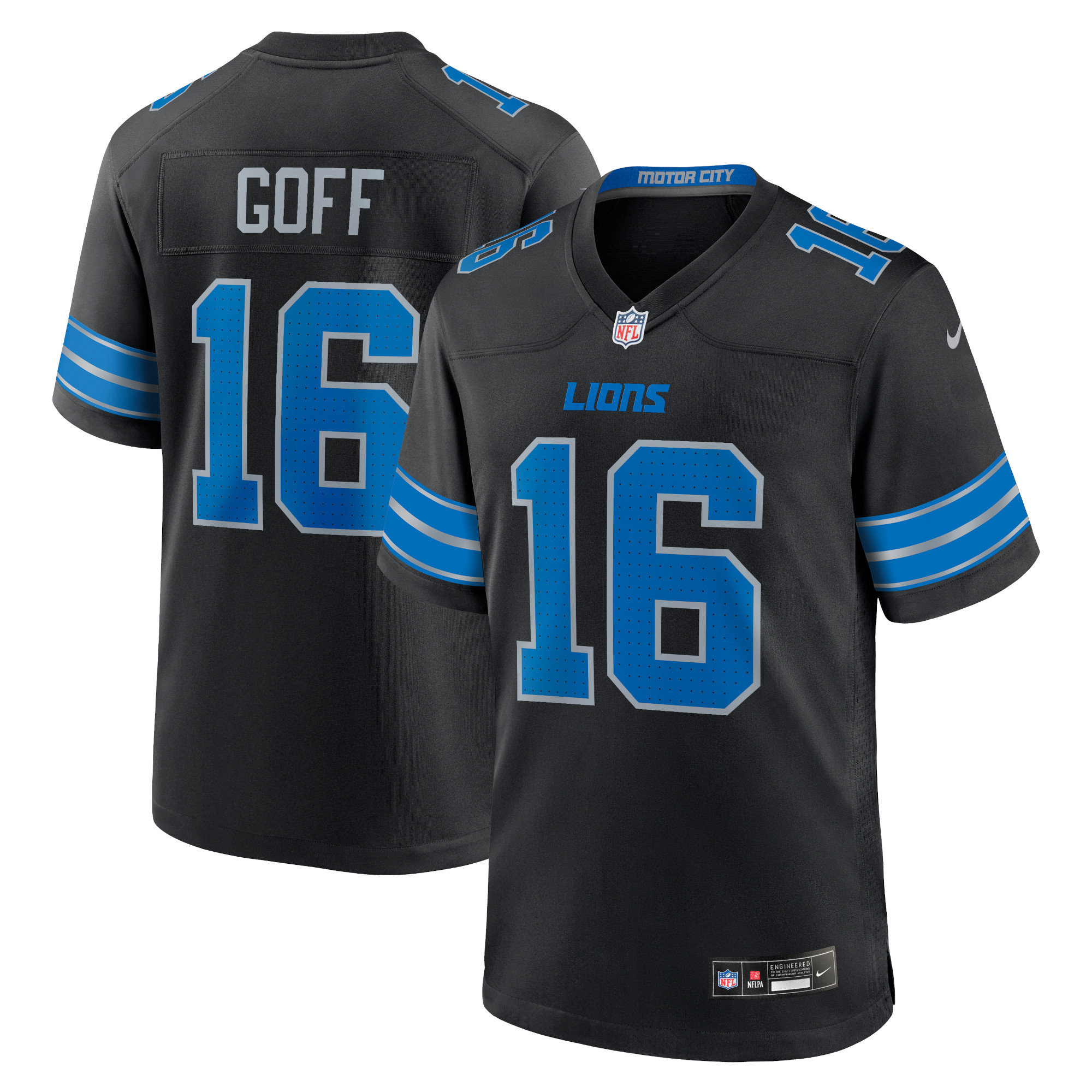 Schwarzes Nike Jared Goff Detroit Lions-Ausweichtrikot für Herren