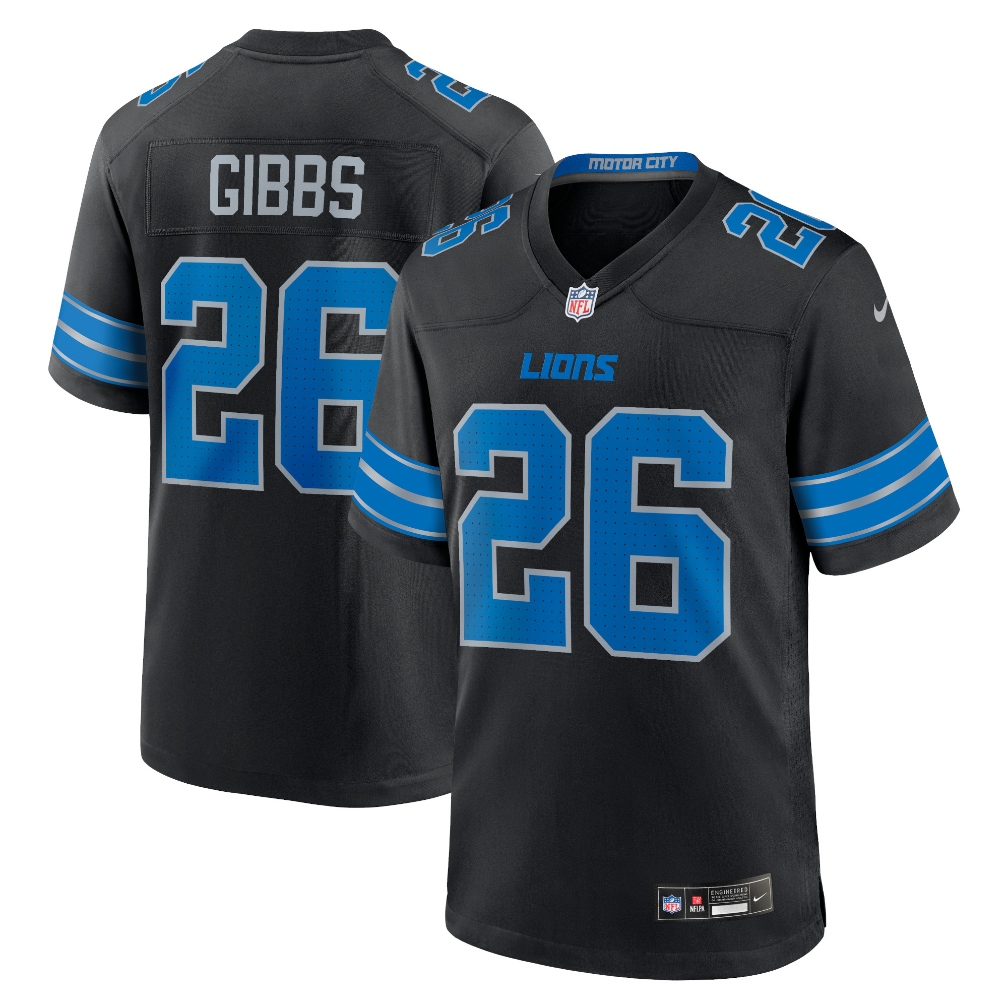 Nike Jahmyr Gibbs schwarzes Detroit Lions-Ausweichtrikot für Herren