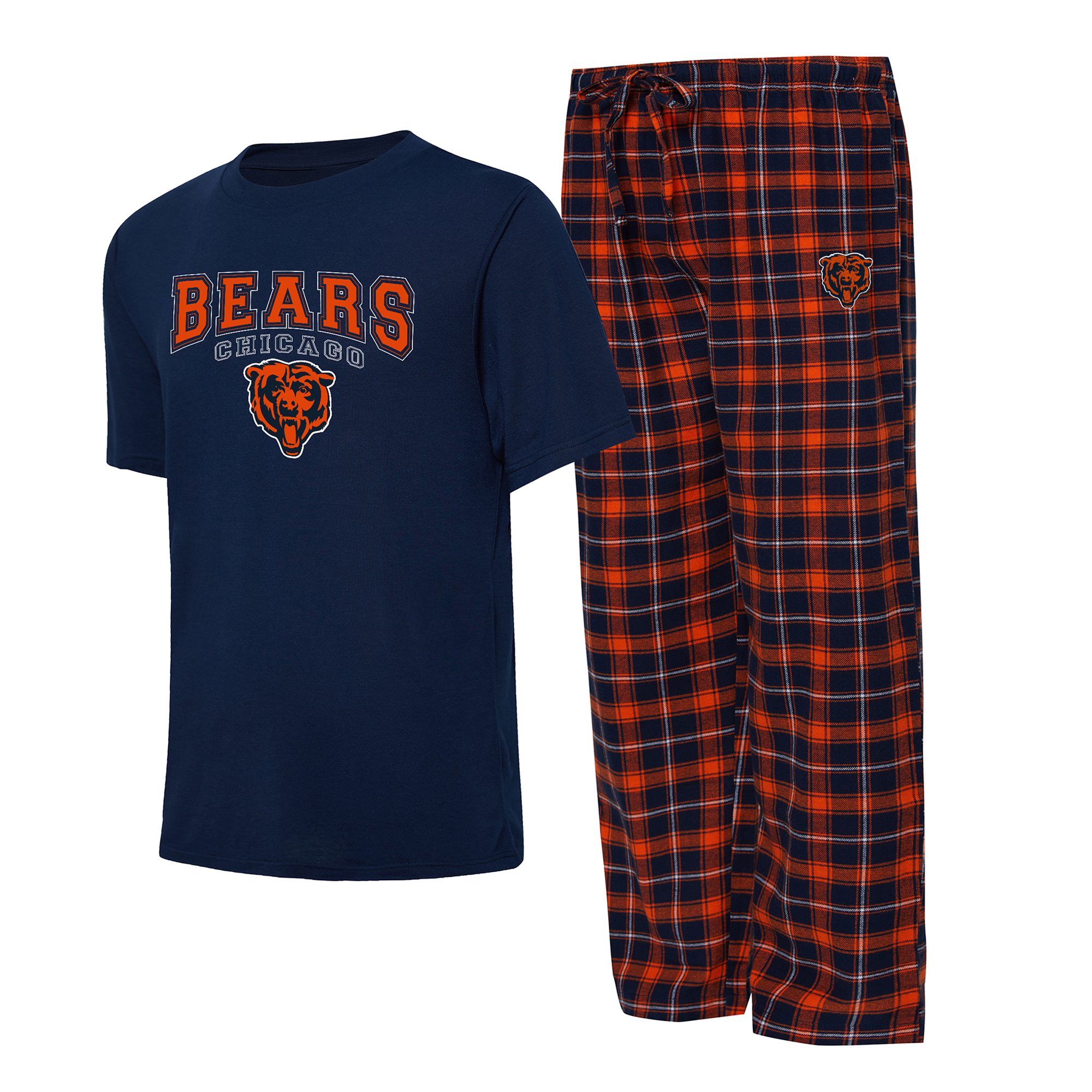 Concepts Sport Schlafset für Herren, Marineblau/Orange, Chicago Bears Arctic T-Shirt und Pyjamahose