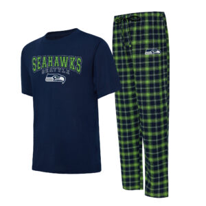 Concepts Sport Schlafset für Herren, Marineblau/Neongrün, Seattle Seahawks Arctic T-Shirt und Pyjamahose