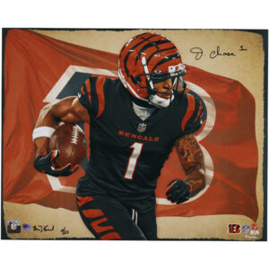 Autogrammfotodruck von Ja’Marr Chase, Cincinnati Bengals, 40,6 x 50,8 cm, Kunst und signiert von Brian Konnick, limitierte Auflage von 25 Stück