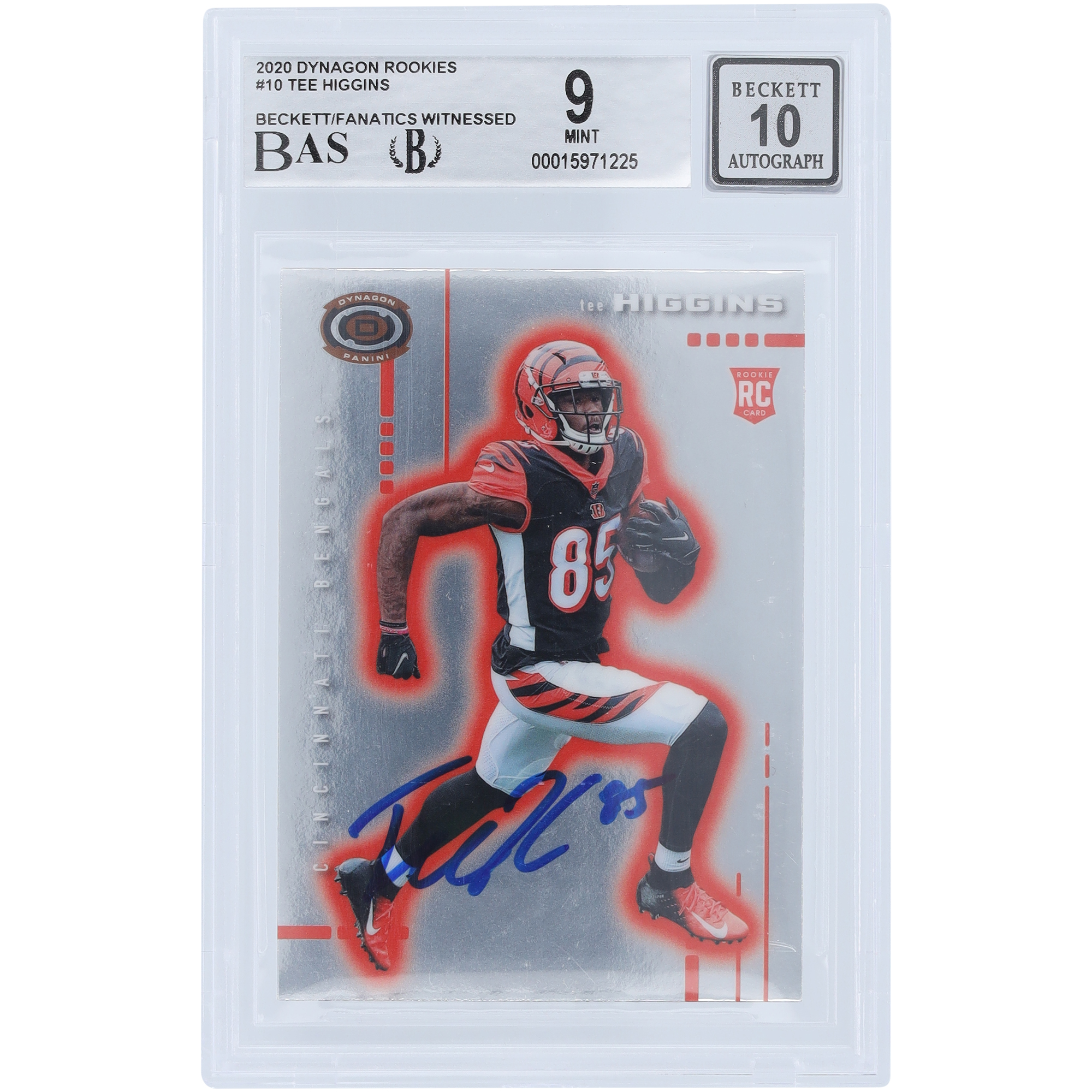 Tee Higgins Cincinnati Bengals signierte 2020 Panini Chronicles Dynagon #D-10 Beckett Fanatics bezeugte authentifizierte 9/10 Rookie-Karte