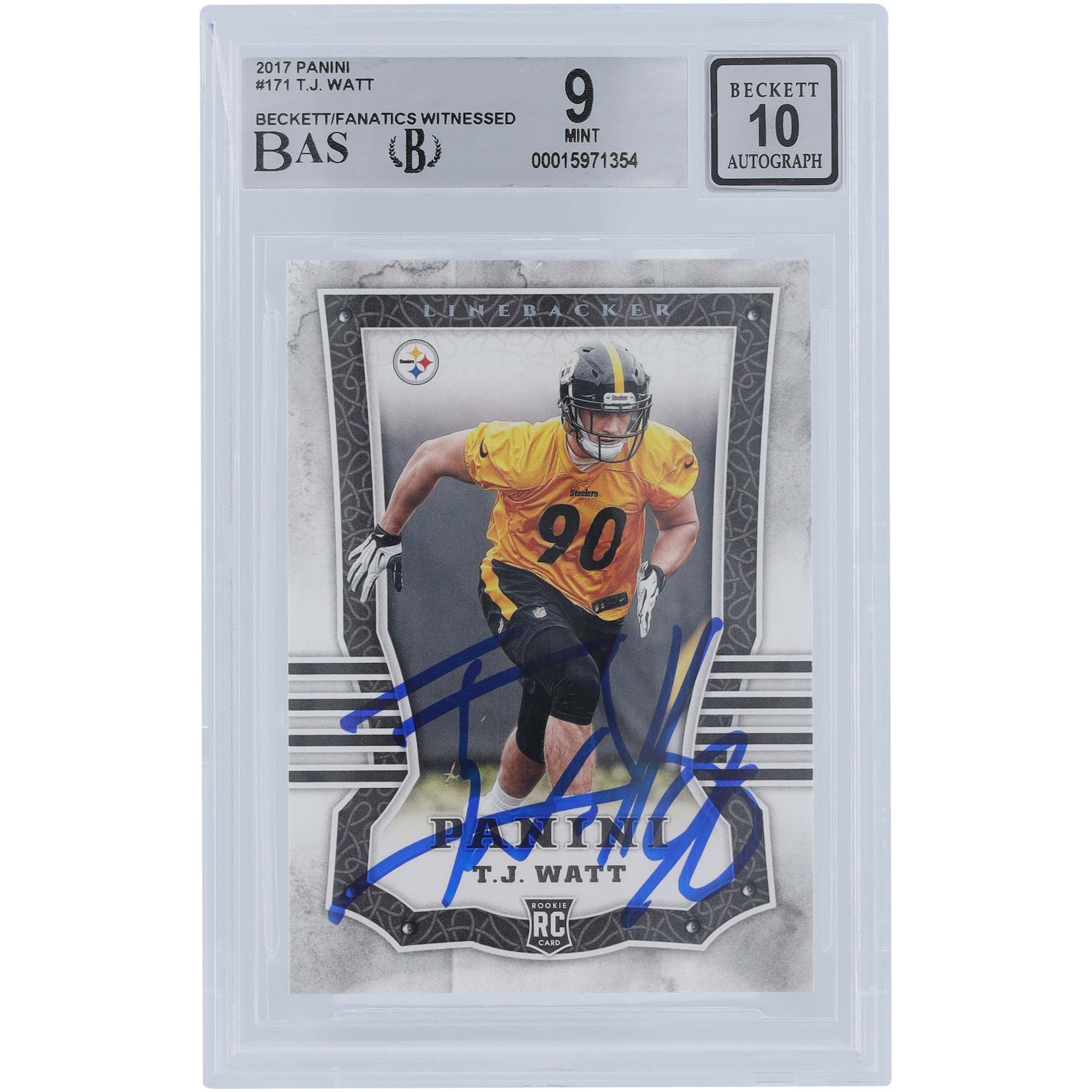 T.J. Watt Pittsburgh Steelers signierte 2017 Panini Serie 1 #171 Beckett Fanatics bezeugte authentifizierte 9/10 Rookie-Karte