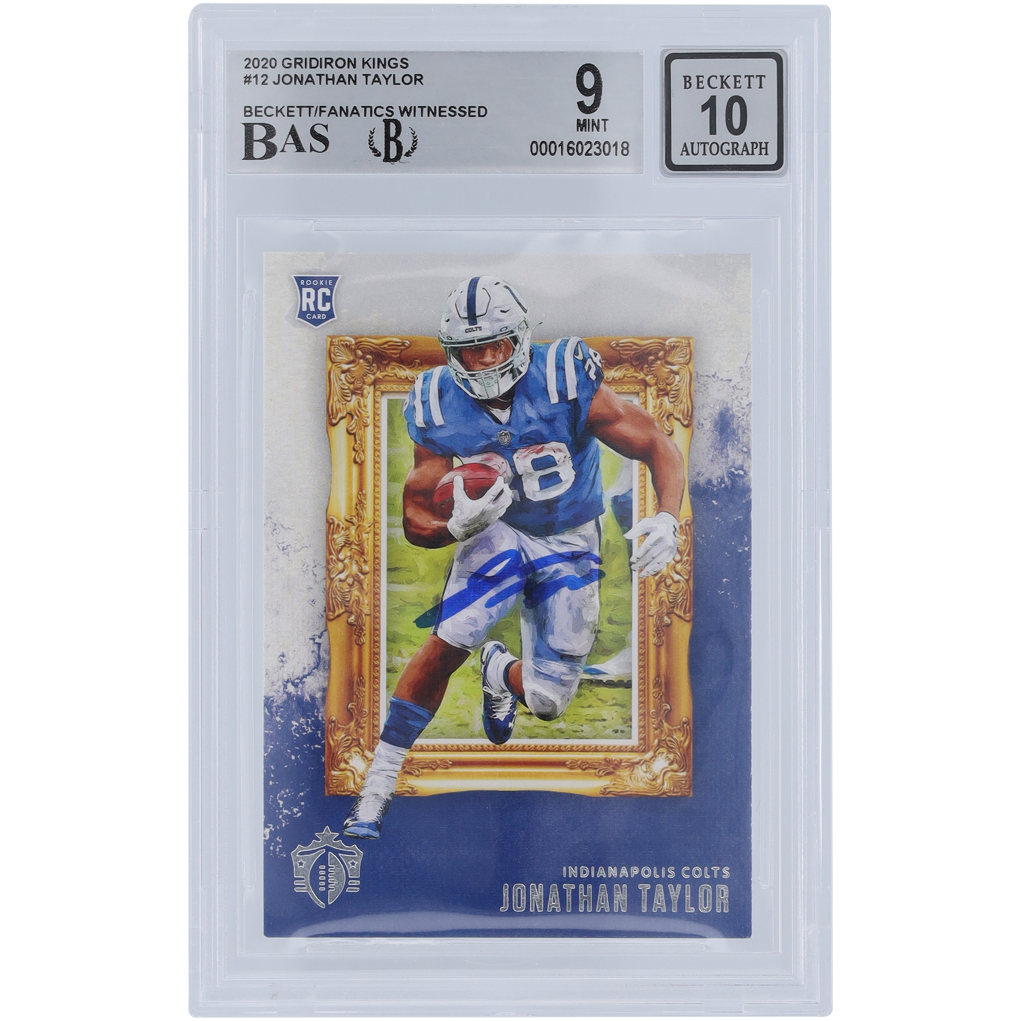 Jonathan Taylor Indianapolis Colts signierte 2020 Panini Gridiron Kings #GK-12 Beckett Fanatics bezeugte authentifizierte 9/10 Rookie-Karte