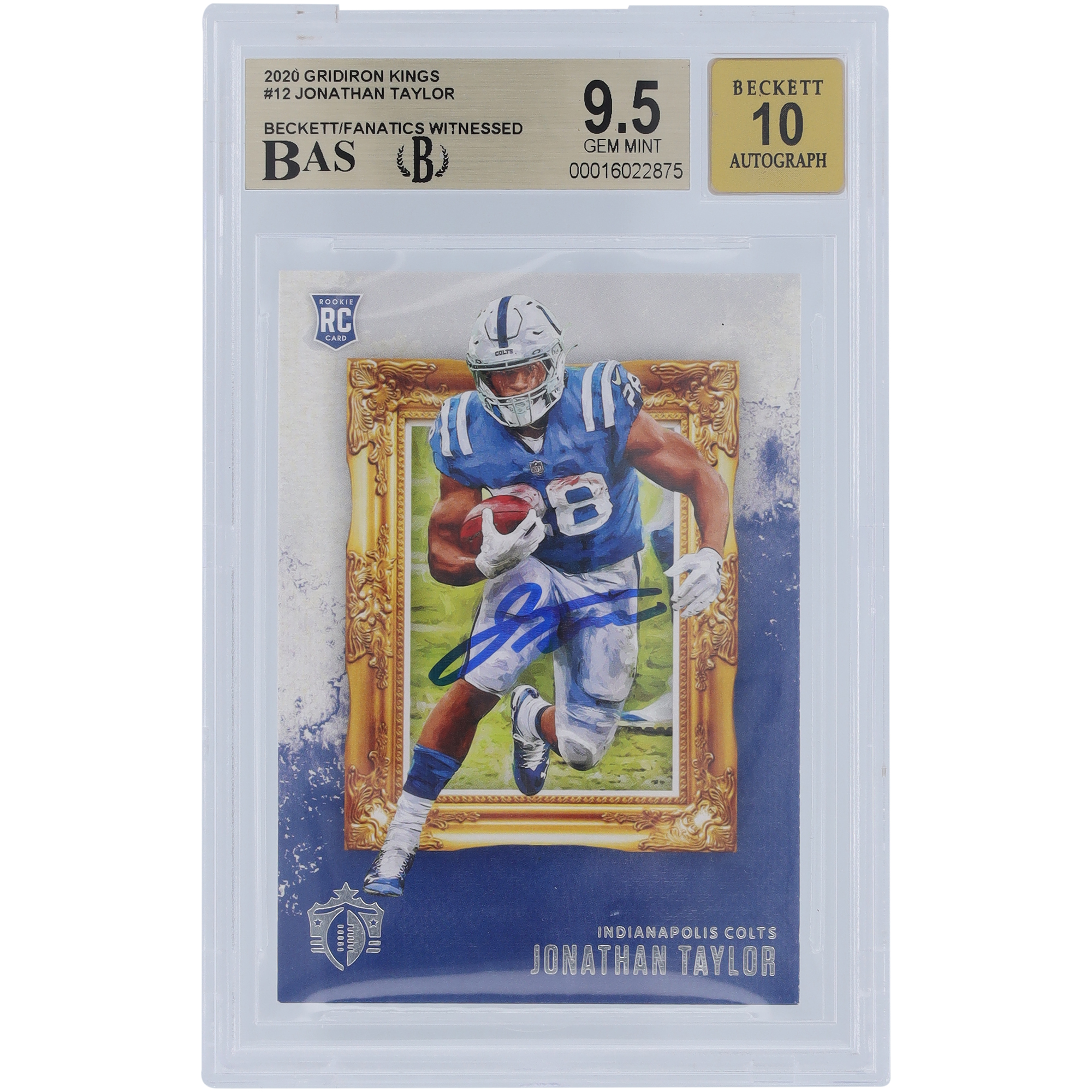 Jonathan Taylor Indianapolis Colts signierte 2020 Panini Gridiron Kings #GK-12 Beckett Fanatics bezeugte authentifizierte 9,5/10 Rookie-Karte