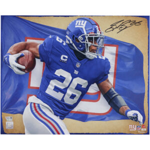 Autogramm von Saquon Barkley, New York Giants, 16 x 20 Zoll großer Fotodruck – Kunst von Brian Konnick