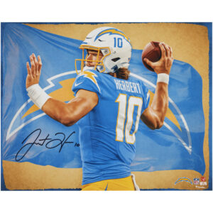 Autogrammfotodruck von Justin Herbert, Los Angeles Chargers, 16 x 20 Zoll – Kunst von Brian Konnick