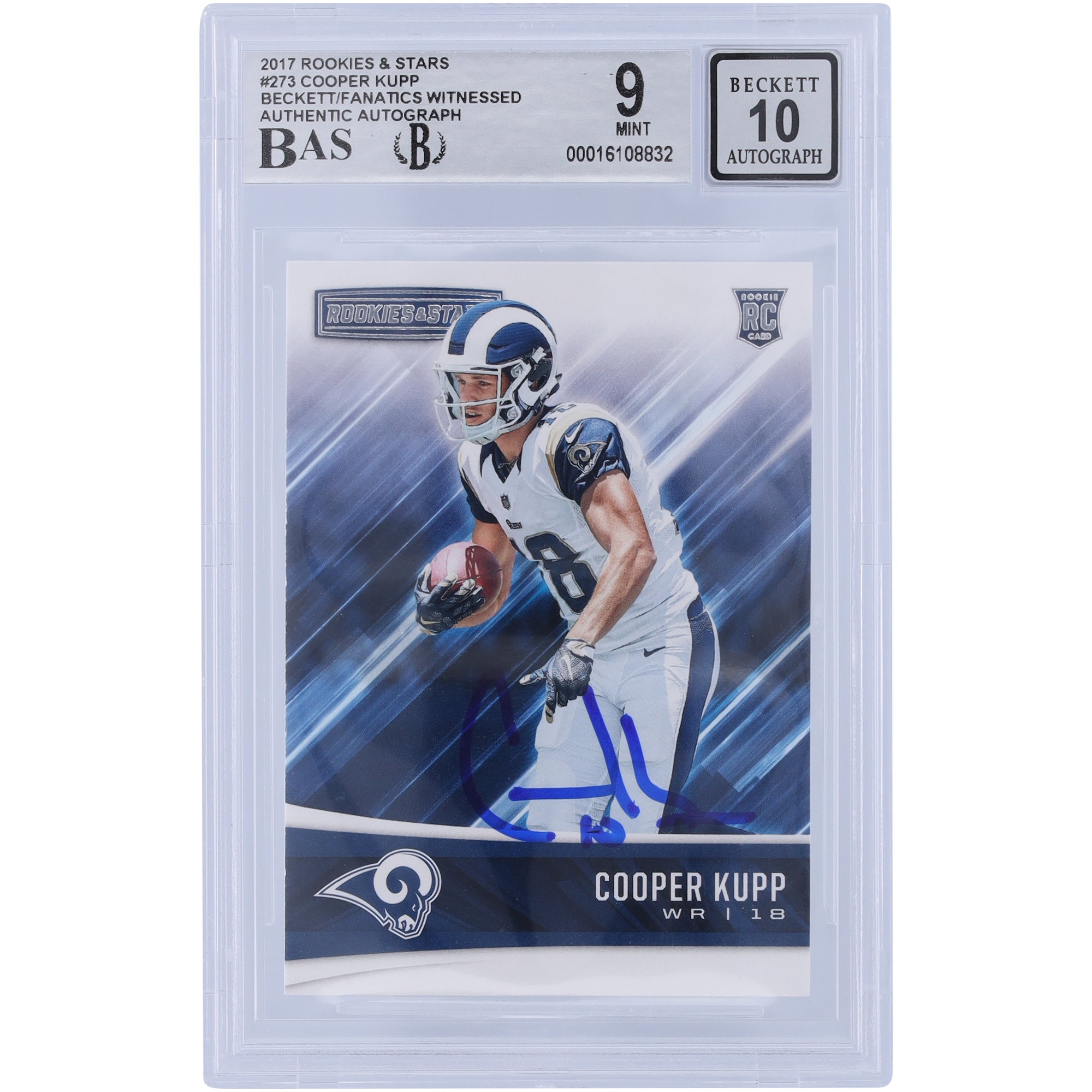 Cooper Kupp Los Angeles Rams signierte 2017 Panini Rookies & Stars #273 Beckett Fanatics bezeugte authentifizierte 9/10 Rookie-Karte