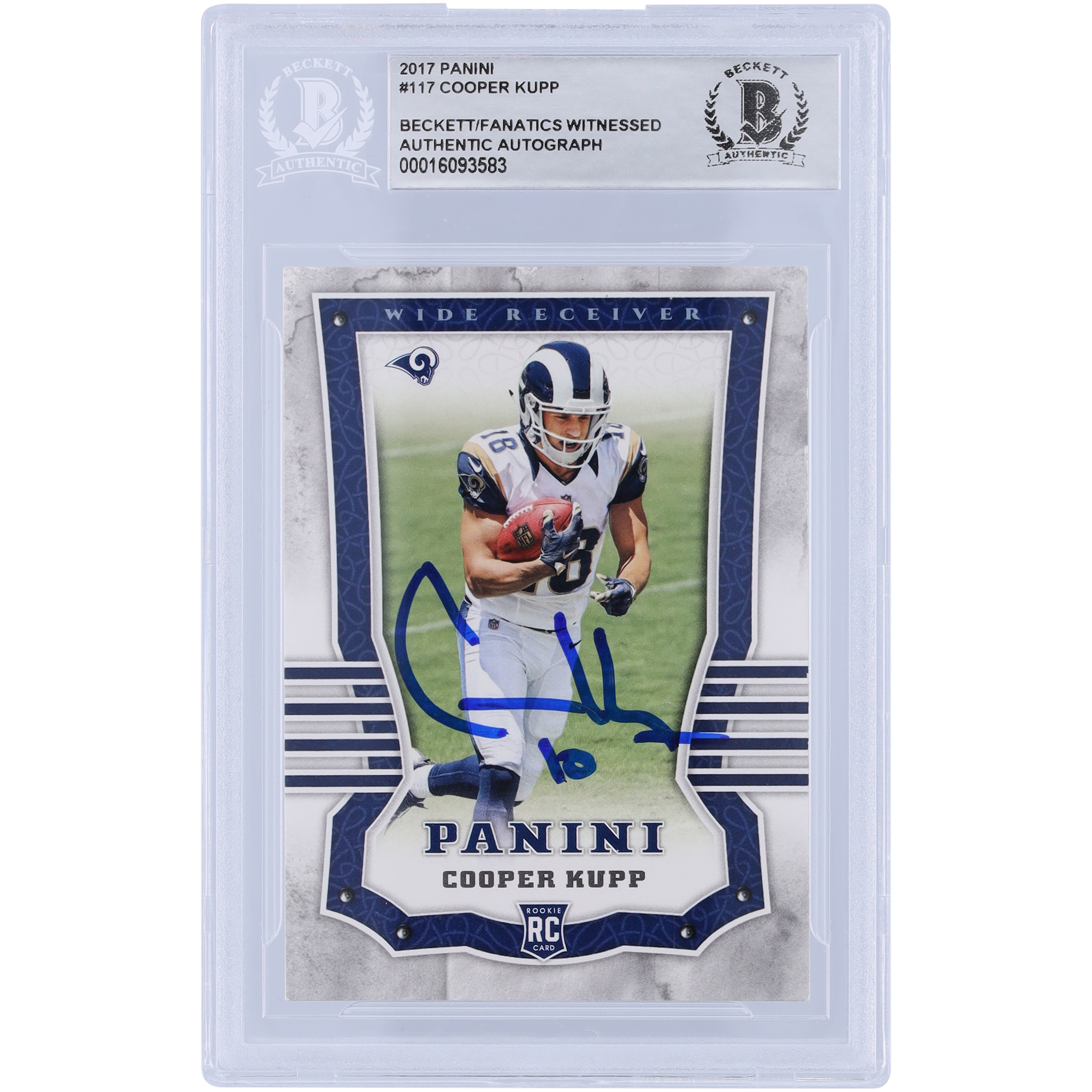 Cooper Kupp Los Angeles Rams signierte 2017 Panini #117 Beckett Fanatics bezeugte authentifizierte Rookie-Karte