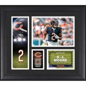 D.J. Moore Chicago Bears Gerahmte 15″ x 17″ Spielercollage mit einem Stück eines Spielballs