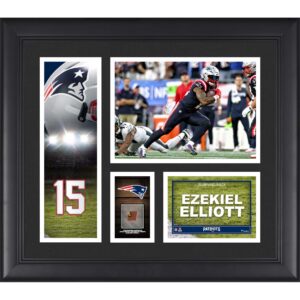 Ezekiel Elliott New England Patriots Gerahmte 15″ x 17″ Spielercollage mit einem Stück eines Spielballs