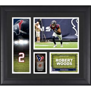 Gerahmte Spielercollage der Houston Texans von Robert Woods, 15 x 17 Zoll, mit einem Stück eines Spielballs