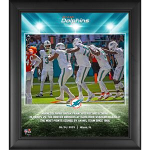 Miami Dolphins – gerahmte Collage mit 70 Punkten und Franchise-Rekord, 15 x 17 Zoll