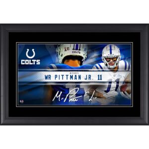 Michael Pittman Jr. Indianapolis Colts Faksimile-Signatur, gerahmt, 10 x 18 Zoll, Spieler-Namensschild-Collage