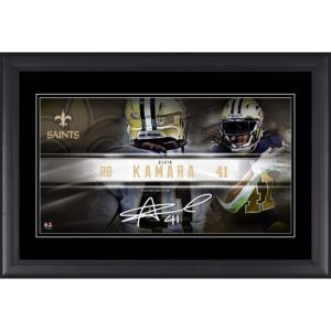 Alvin Kamara New Orleans Saints Faksimile-Signatur, gerahmt, 10 x 18 Zoll, Spieler-Namensschild-Collage