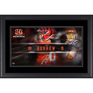 Joe Burrow Cincinnati Bengals Faksimile-Signatur, gerahmt, 10 x 18 Zoll, Spieler-Namensschild-Collage