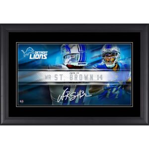 Amon-Ra St. Brown Detroit Lions Faksimile-Signatur, gerahmt, 25,4 x 45,7 cm, Spieler-Namensschild-Collage