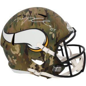 Von T.J. Hockenson signierter Riddell Camo Speed ​​Replica-Helm der Minnesota Vikings