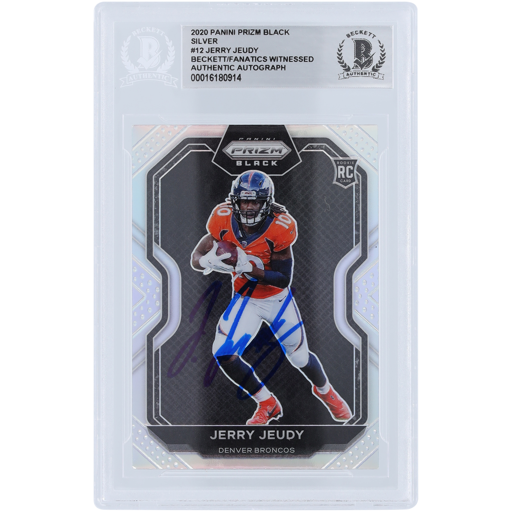 Jerry Jeudy Denver Broncos signierte 2020 Panini Prizm Schwarz Silber #PB-12 Beckett Fanatics bezeugte authentifizierte Rookie-Karte