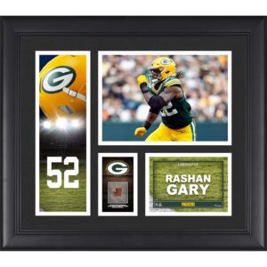 Rashan Gary Green Bay Packers gerahmte 15″ x 17″ Spielercollage mit einem Stück eines Spielballs