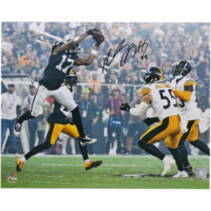 Autogrammfoto von Davante Adams von den Las Vegas Raiders, 16 x 20 Zoll, Catch in schwarzem Trikot