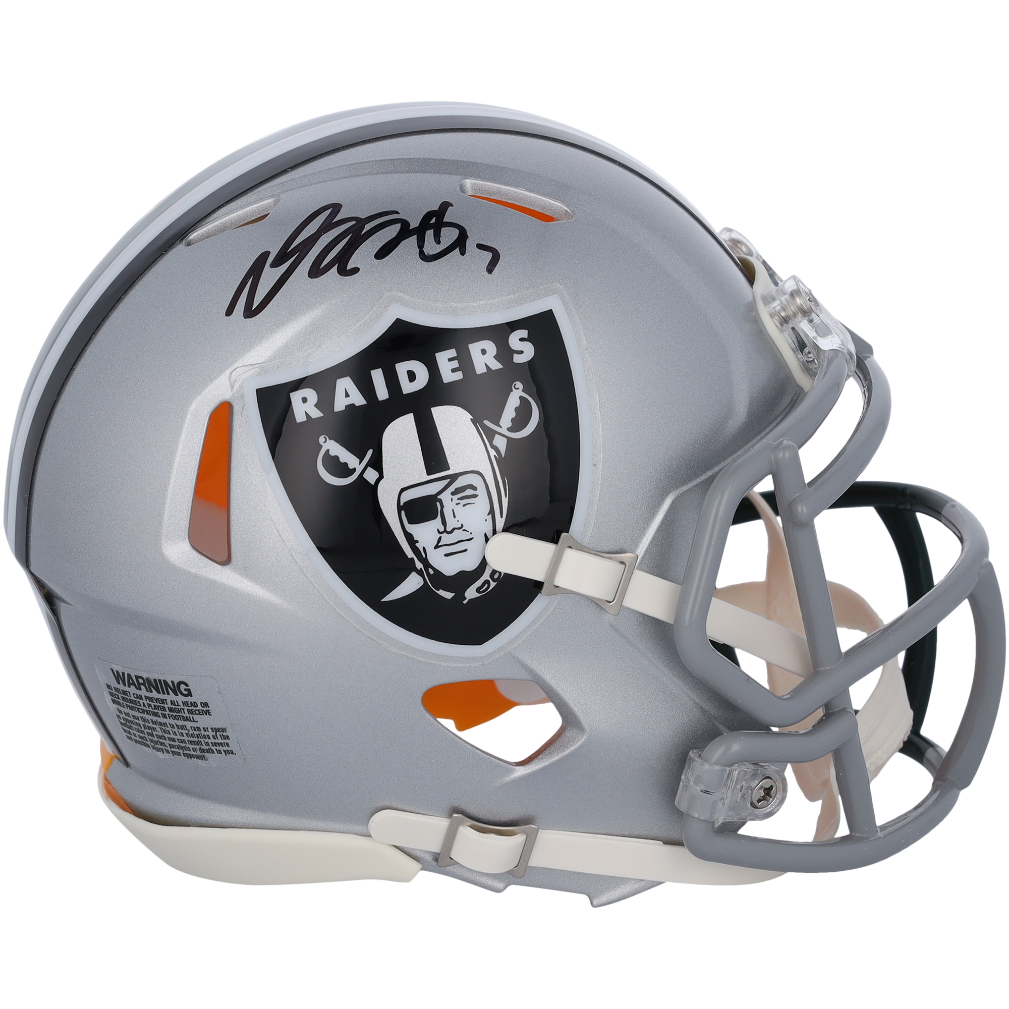 Signierter Riddell Half & Half Speed ​​Minihelm von Davante Adams, Las Vegas Raiders & Green Bay Packers – Unterschrift auf der Raiders-Seite
