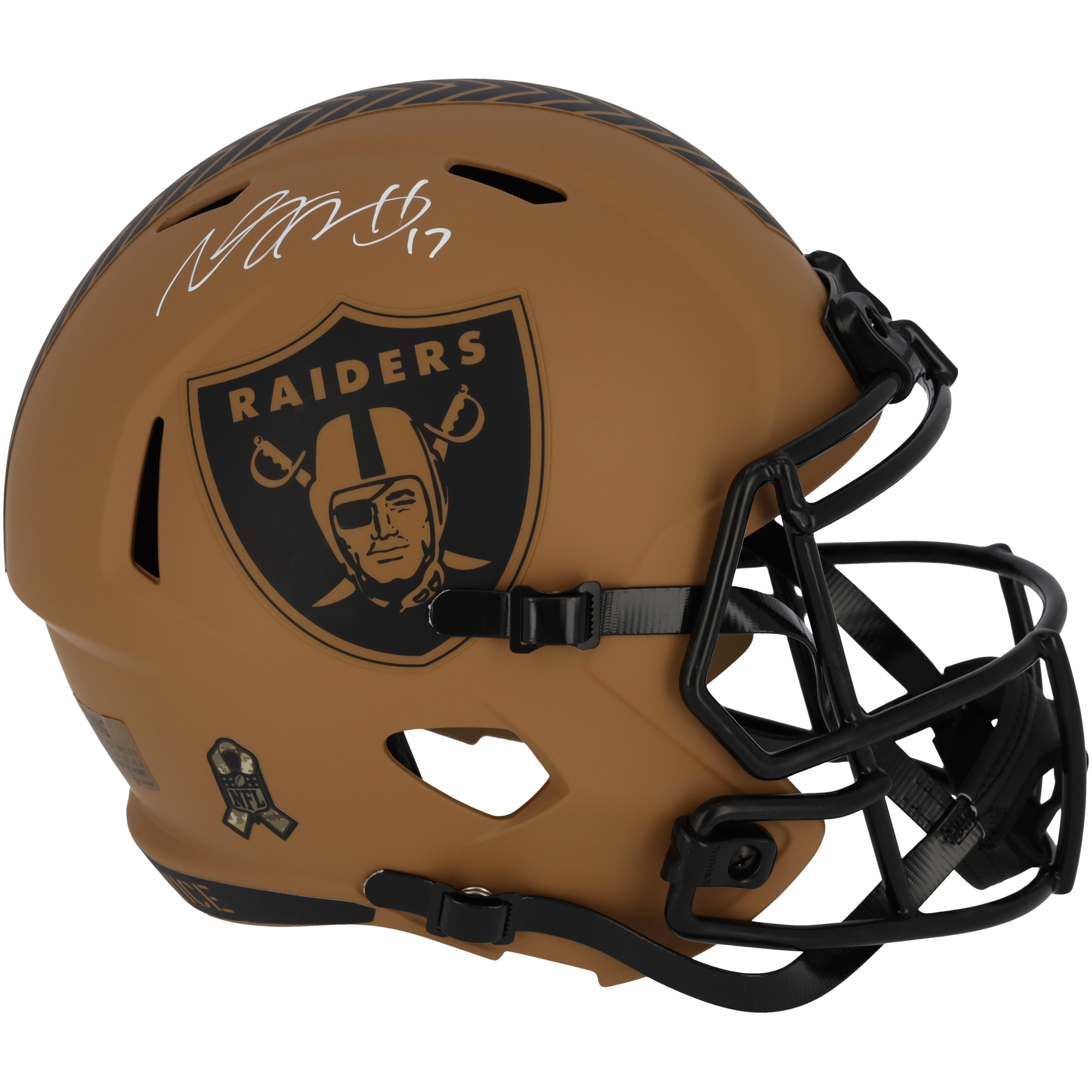 Davante Adams Las Vegas Raiders signierter Riddell 2023 Salute to Service Speed ​​Replica-Helm