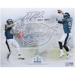 Von Nick Foles signiertes 16 x 20 Zoll großes Philly-Spezialfoto der Super Bowl LII-Champions mit der Aufschrift „Philly Philly“