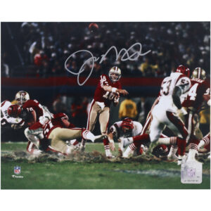 Joe Montana, San Francisco 49ers, signiertes 8 x 10 Zoll großes Foto beim Werfen gegen die Bengals