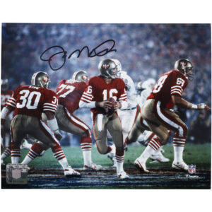 Joe Montana San Francisco 49ers signiertes Super Bowl XIX Dropback-Foto