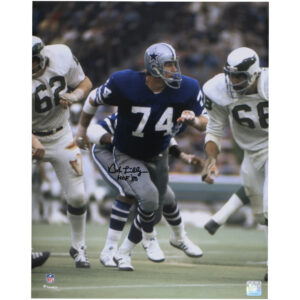 Von Bob Lilly signiertes 16 x 20 Zoll großes Actionfoto der Dallas Cowboys mit der Aufschrift „HOF ’80“