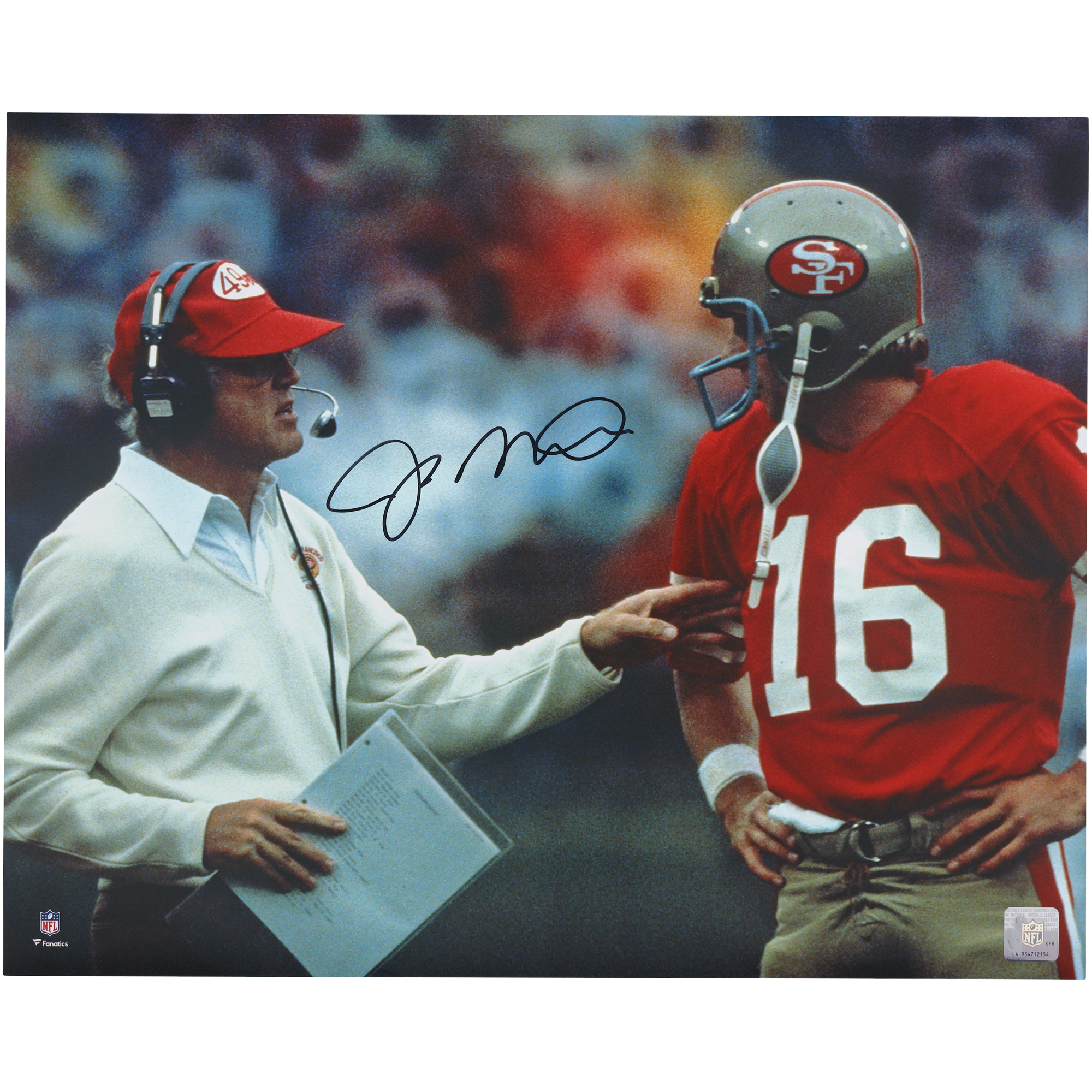 Joe Montana, San Francisco 49ers, signiert, 16 x 20 Zoll, mit Bill Walsh-Foto