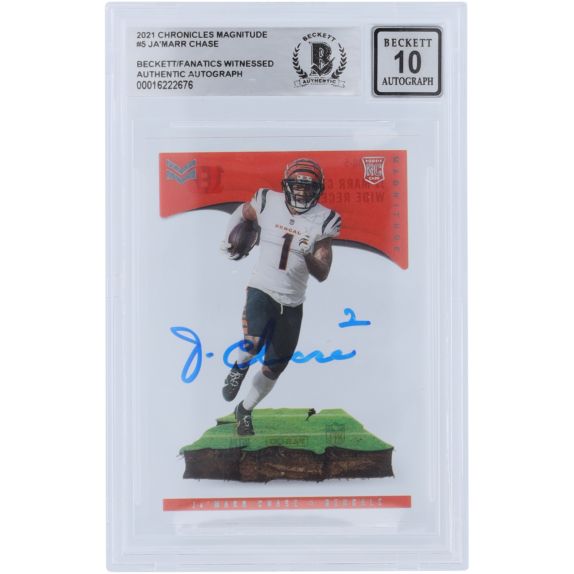 Ja’Marr Chase Cincinnati Bengals signierte 2021 Panini Chronicles Magnitude #MAG-5 Beckett Fanatics bezeugte authentifizierte 10 Rookie-Karte