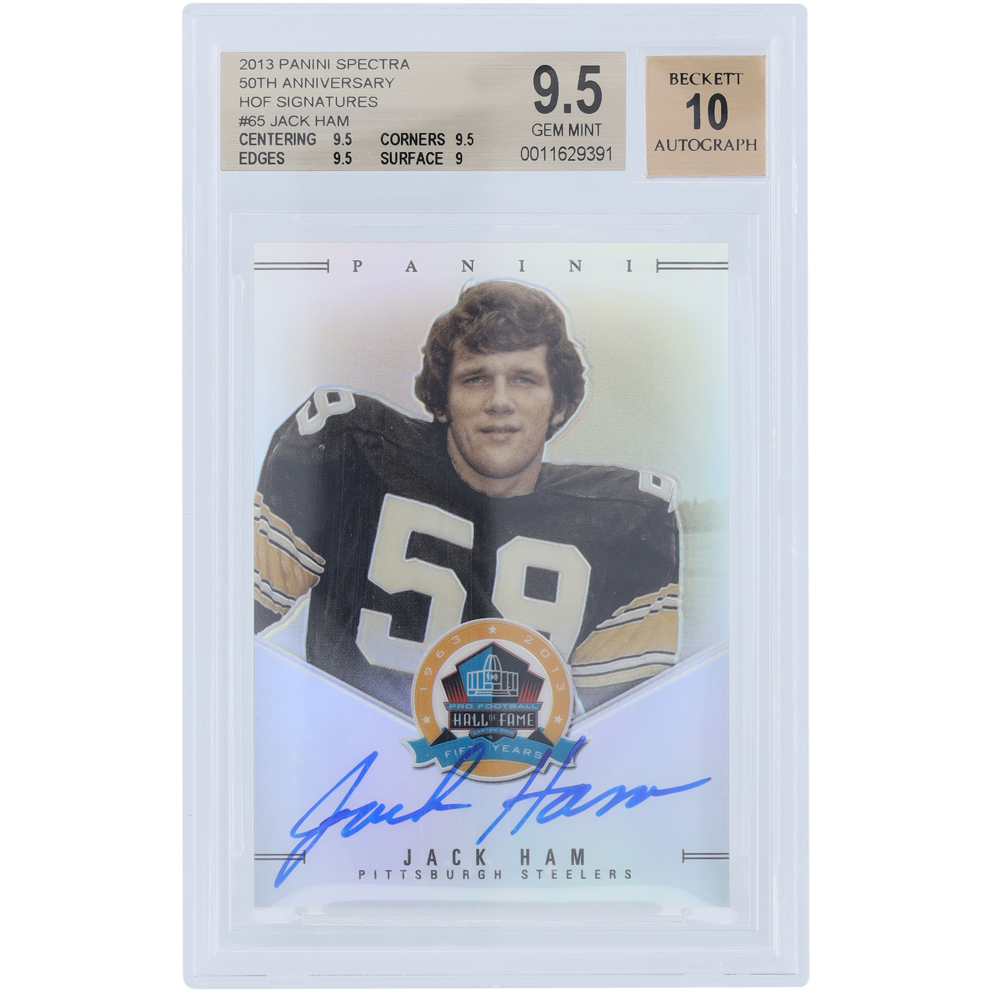 Jack Ham Pittsburgh Steelers signierte 2013 Panini Spectra #JHAM BGS authentifizierte 9,5/10-Karte – 9,5, 9,5, 9,5, 9 Unterklassen