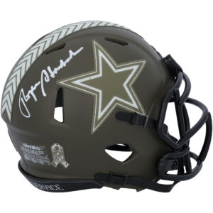 Roger Staubach Dallas Cowboys signierter Riddell 2022 Salute to Service Speed ​​Mini-Helm