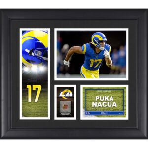 Puka Nacua Los Angeles Rams, gerahmte 15 x 17 Zoll große Spielercollage mit einem Stück eines Spielballs