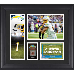 Quentin Johnston Los Angeles Chargers Gerahmte 15″ x 17″ Spielercollage mit einem Stück eines Spielballs