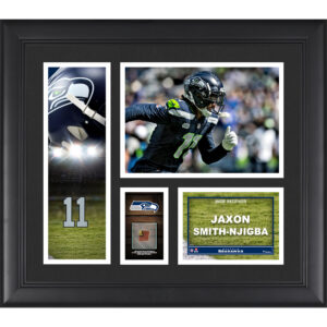 Jaxon Smith-Njigba Seattle Seahawks Gerahmte 15″ x 17″ Spielercollage mit einem Stück eines Spielballs