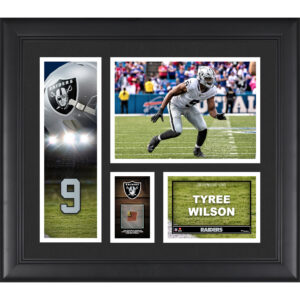 Tyree Wilson Las Vegas Raiders Gerahmte 15″ x 17″ Spielercollage mit einem Stück eines Spielballs