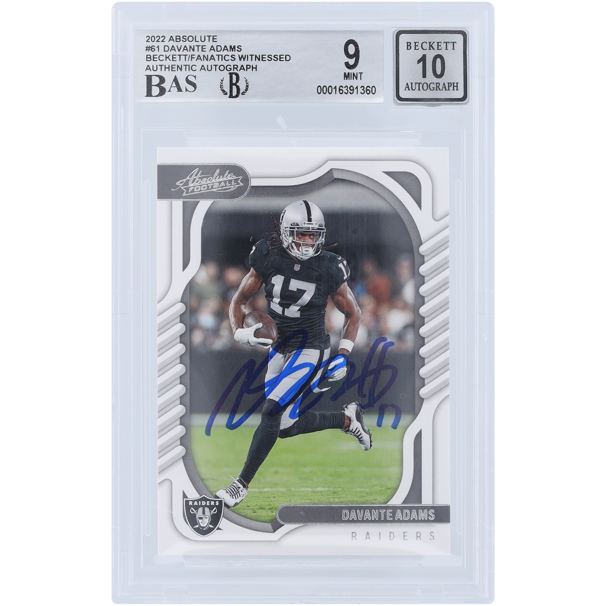 Davante Adams Las Vegas Raiders signierte 2022 Panini Absolute #61 Beckett Fanatics bezeugte authentifizierte 9/10 Karte