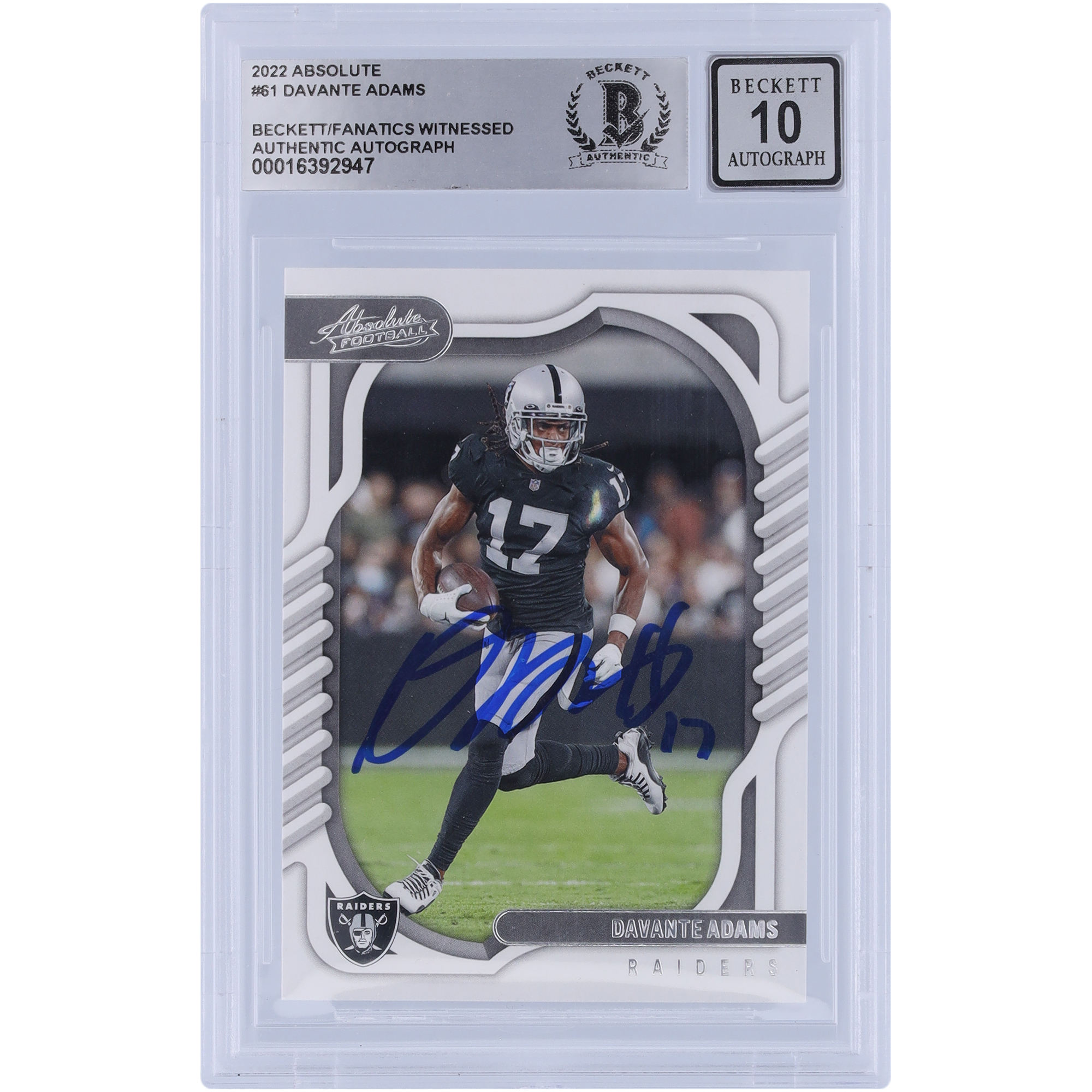 Davante Adams Las Vegas Raiders signiert 2022 Panini Absolute #61 Beckett Fanatics bezeugt authentifiziert 10 Karte