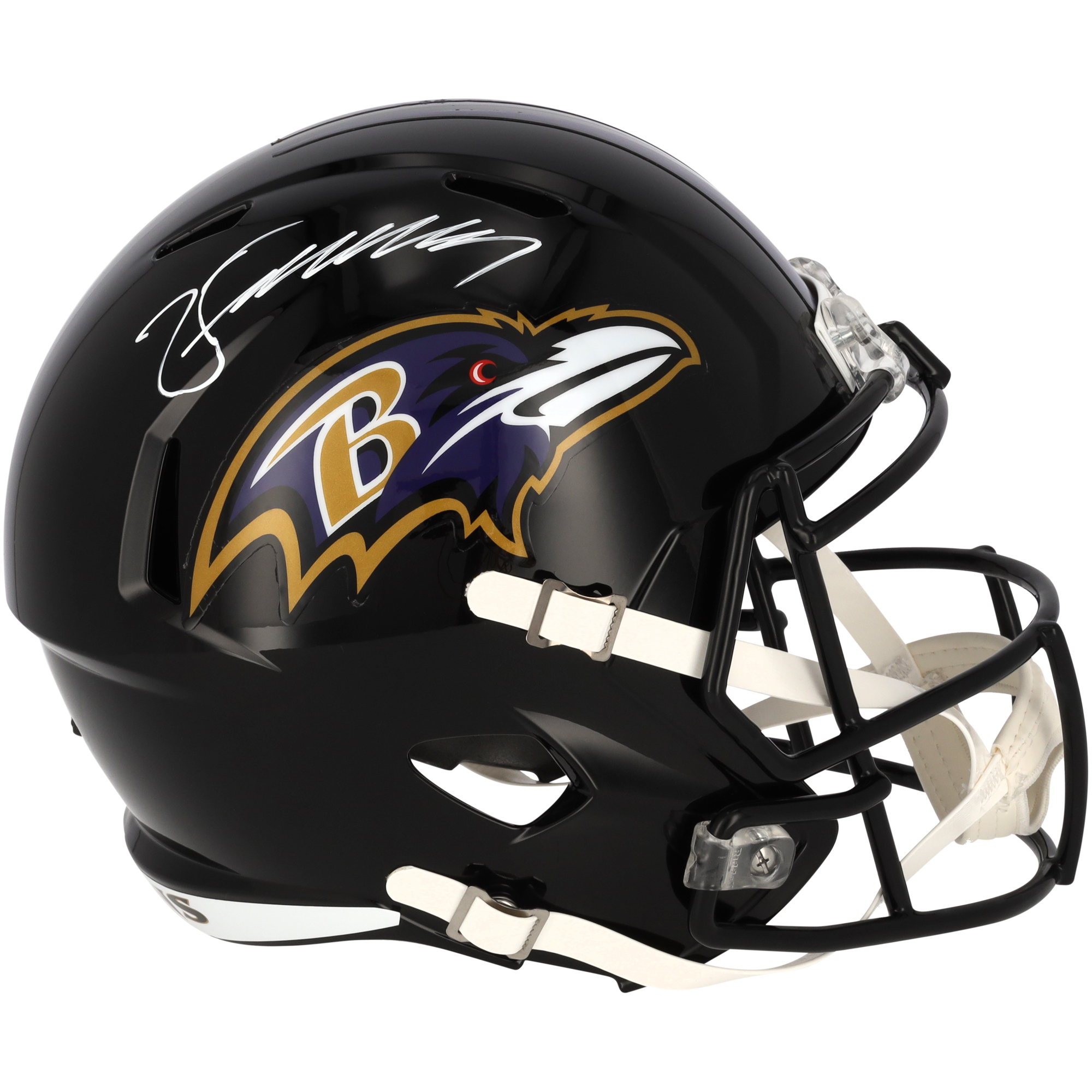 Von Zay Flowers signierter Speed-Replika-Helm der Baltimore Ravens