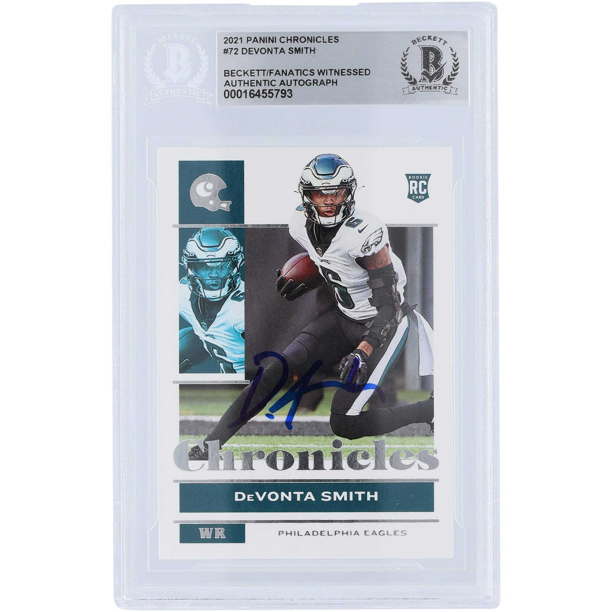 DeVonta Smith Philadelphia Eagles signierte 2021 Panini Chronicles #72 Beckett Fanatics bezeugte authentifizierte Rookie-Karte