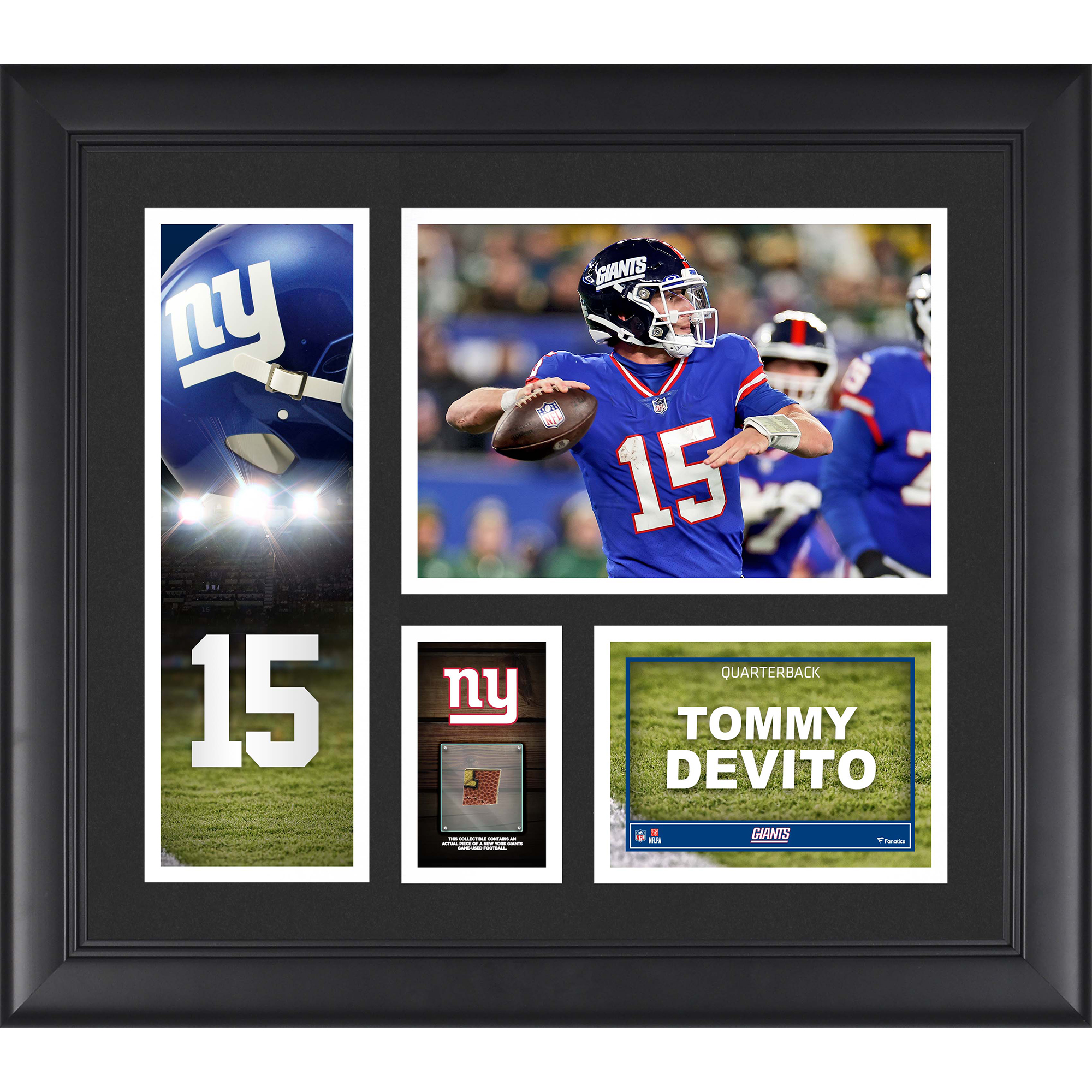 Tommy DeVito New York Giants, gerahmte 15 x 17 Zoll große Spielercollage mit einem Stück eines Spielballs