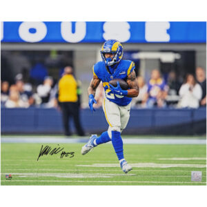 Kyren Williams, Los Angeles Rams, signiertes Lauffoto im Royal Jersey, 16 x 20 Zoll