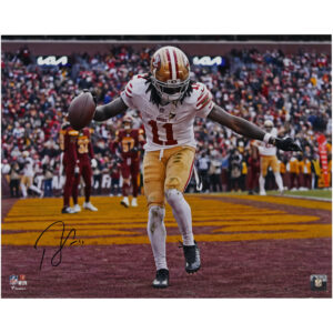 Von Brandon Aiyuk signiertes 16 x 20 Zoll großes Foto zur Touchdown-Feier der San Francisco 49ers