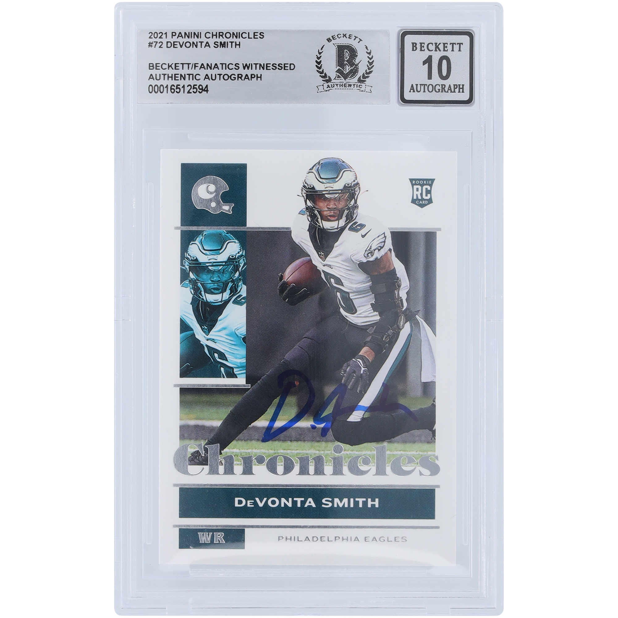 DeVonta Smith Philadelphia Eagles signierte 2021 Panini Chronicles #72 Beckett Fanatics bezeugte authentifizierte 10 Rookie-Karte